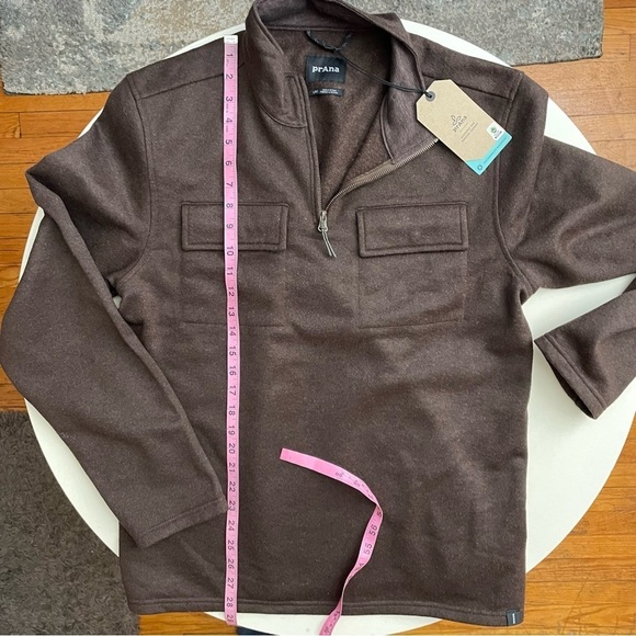 PrAna Men’s Brookland 1/4 Zip Sweater Pumpernickel Brown Size Large New - Picture 2 of 10